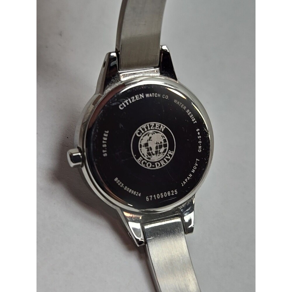 Citizen Eco Drive Solar Womens Black Dial Silver Stainless Bracelet Watch Works - Picture 10 of 10